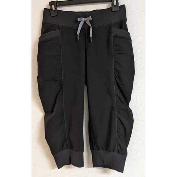 Athleta Pants - Wmn's ATHLETA Black Cropped Dance Studio Nylon Stretch Drawstring Waist Pants 2